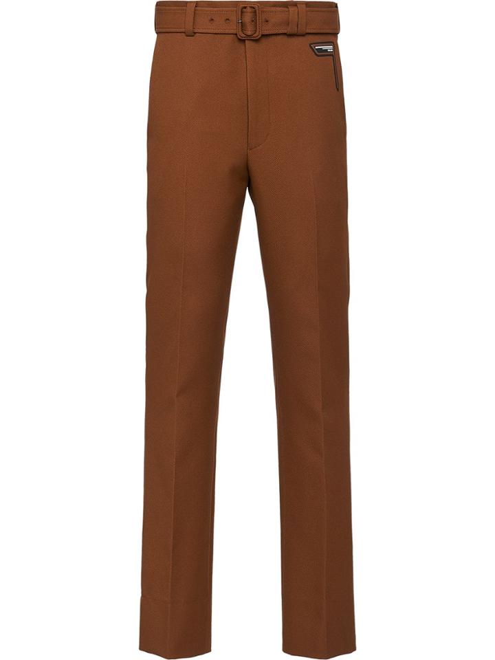 Prada Trousers With Patch - Brown