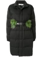 Tu Es Mon Trésor Padded Faux Fur Belt Coat - Black