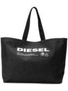 Diesel Denim Shopping Bag With Print - Black