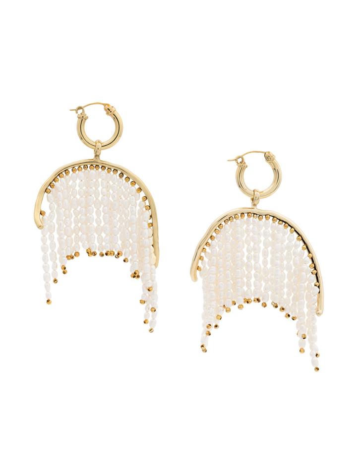 Ellery White Fringe Drop Earring - Metallic