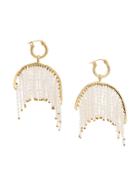 Ellery White Fringe Drop Earring - Metallic