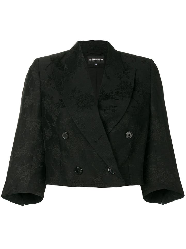 Ann Demeulemeester Textured Cropped Blazer - Black