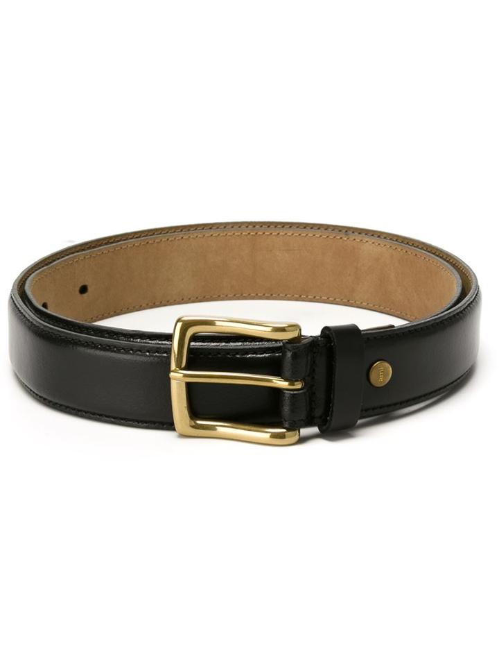 Ami Alexandre Mattiussi Square Buckle Belt, Men's, Size: 110, Black, Calf Leather/nubuck Leather
