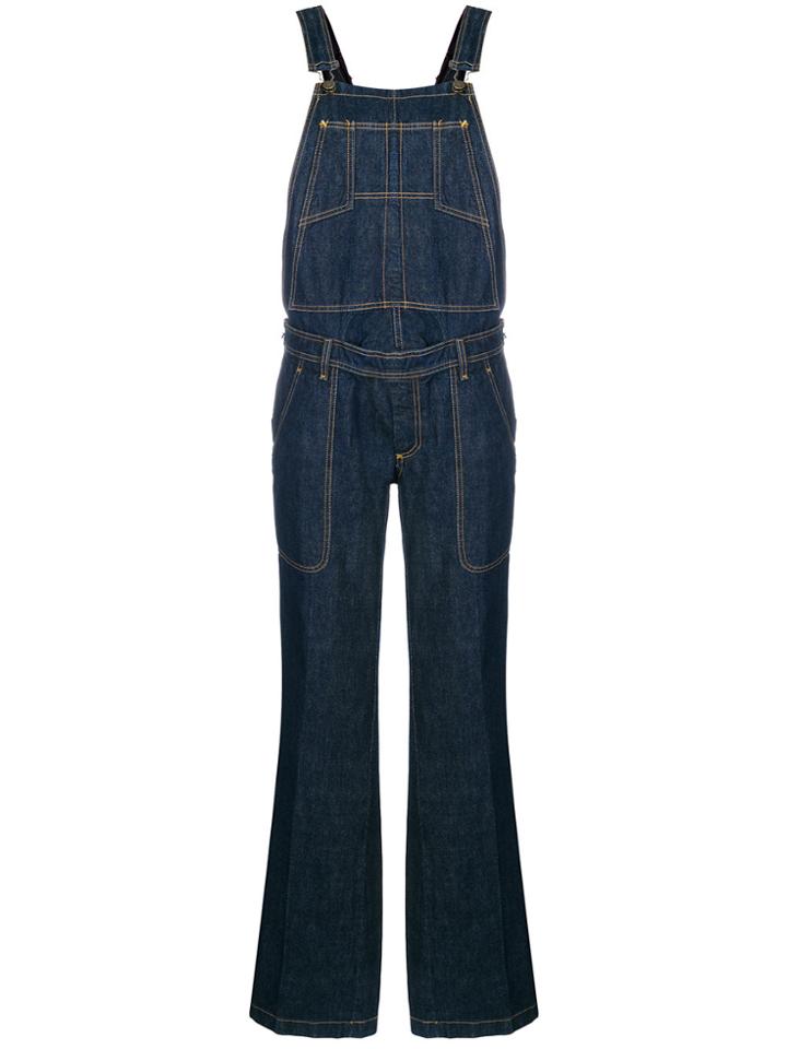 Dolce & Gabbana Vintage Stitching Detail Denim Dungarees - Blue