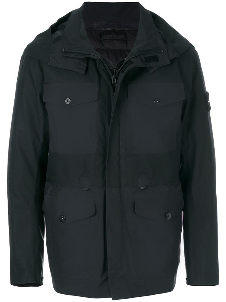 Stone Island Hooded Windbreaker Jacket - Black