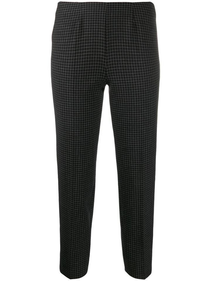Piazza Sempione Cropped Check Trousers - Black