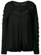 Twin-set - Lace Detail Flared Sweater - Women - Viscose/wool - S, Black, Viscose/wool