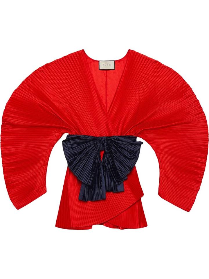 Gucci Plissé Belted Jacket - Red