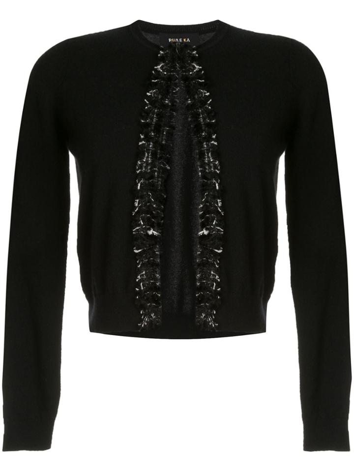 Paule Ka Cropped Fringed Cardigan - Black
