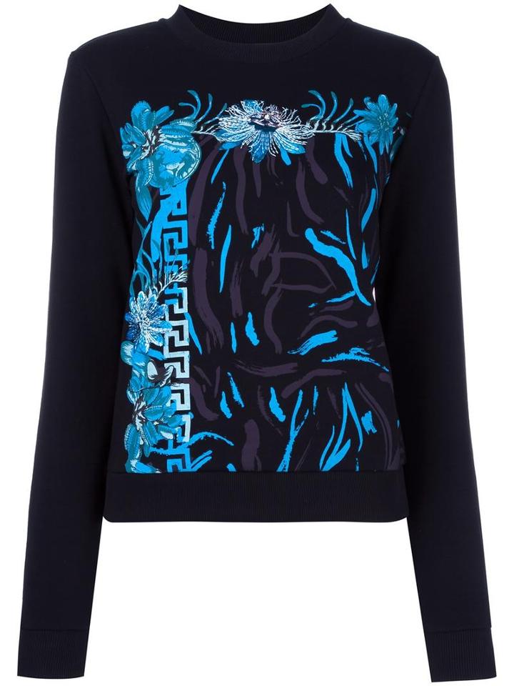 Versus Floral Print Sweatshirt, Women's, Size: Xs, Black, Cotton/polyester
