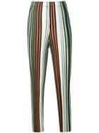 Pleats Please By Issey Miyake Striped Cropped Trousers - Green