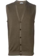 Barba Sleeveless Cardigan, Men's, Size: 54, Brown, Virgin Wool