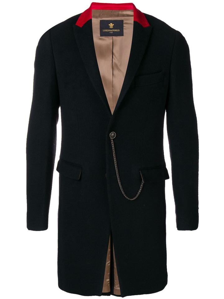 Lords And Fools Chain Detail Single-breasted Coat - Black
