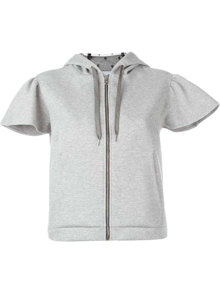 Red Valentino Cropped Zip-up Hoodie, Women's, Size: Xl, Grey, Cotton/polyester/polyamide