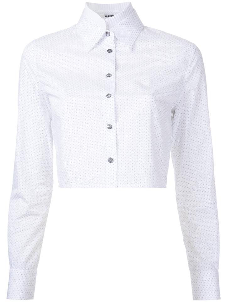 Jourden Polka Dots Cropped Shirt, Women's, Size: 36, White, Cotton