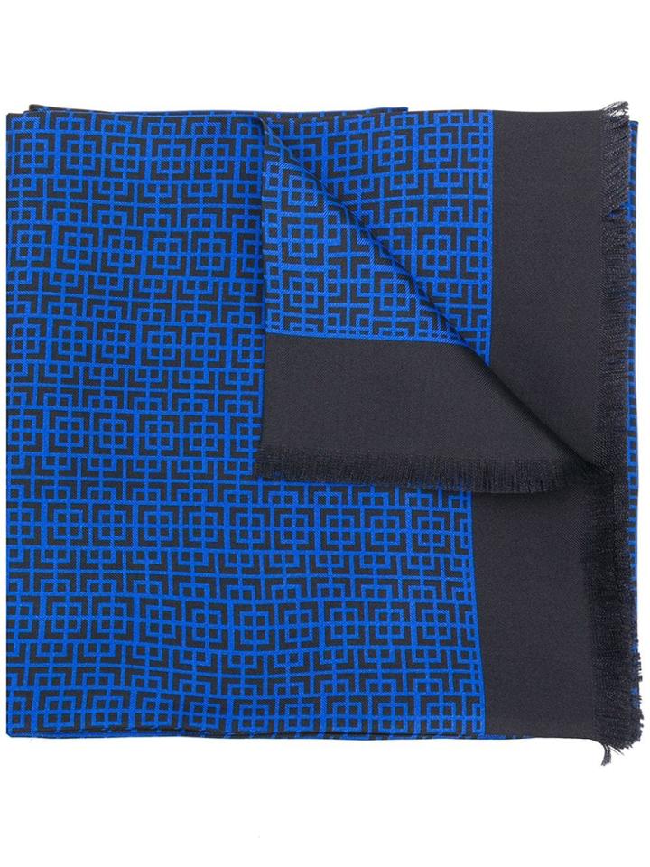 Mp Massimo Piombo Geometric Pattern Scarf - Blue