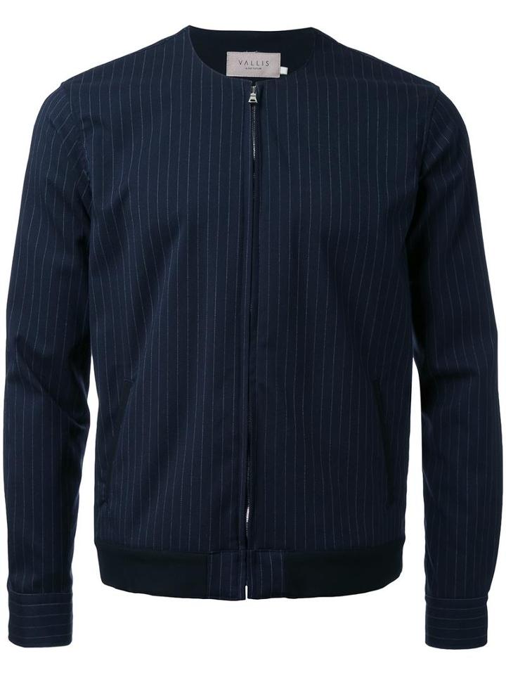 Factotum Pinstriped Bomber Jacket, Men's, Size: 44, Blue, Polyester/polyurethane/rayon