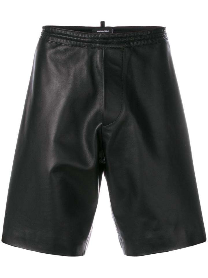Dsquared2 Leather Stripe Shorts - Black