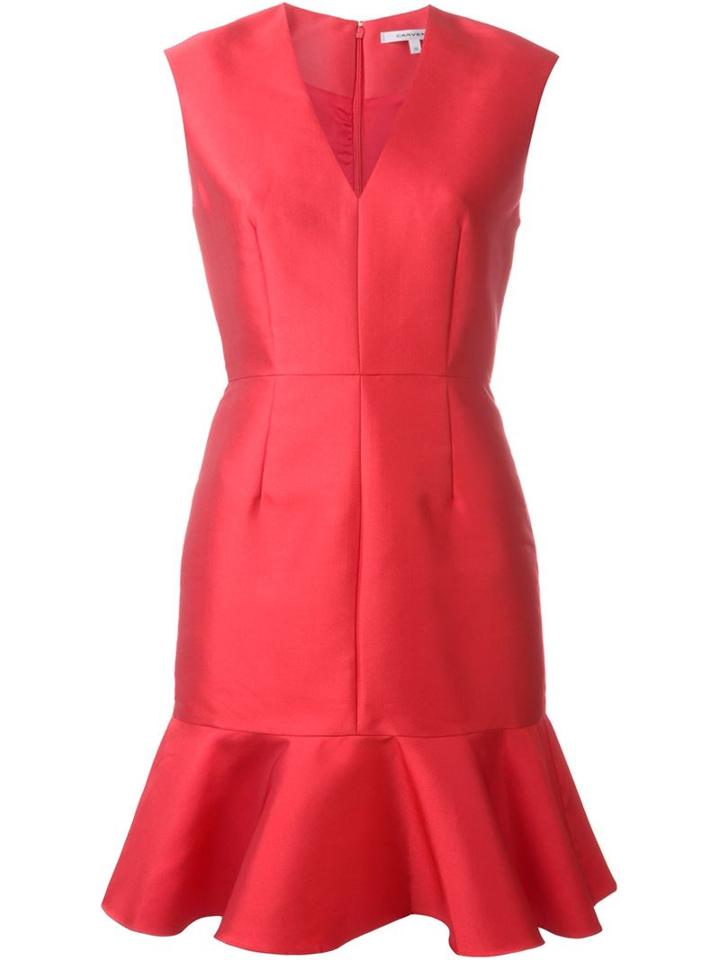 Carven Peplum Hem V-neck Dress