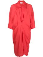 Reality Studio Ruched Detail Shirt Dress - Red