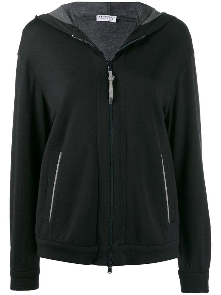 Brunello Cucinelli Hooded Jersey Track Jacket - Blue