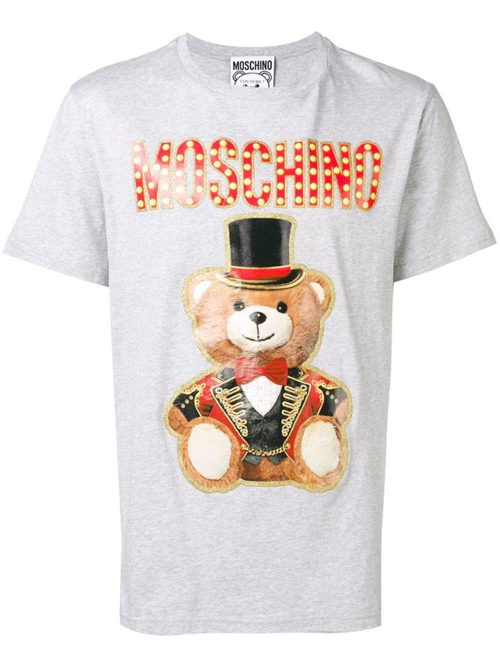 Moschino Bear Print Logo T-shirt - Grey