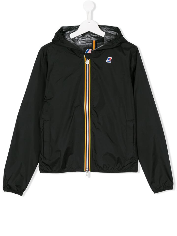 K Way Kids Teen Rainwear Zip Up Jacket - Black
