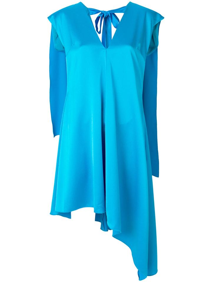 Msgm Cape Back Asymmetric Dress - Blue