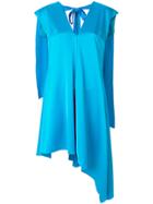 Msgm Cape Back Asymmetric Dress - Blue