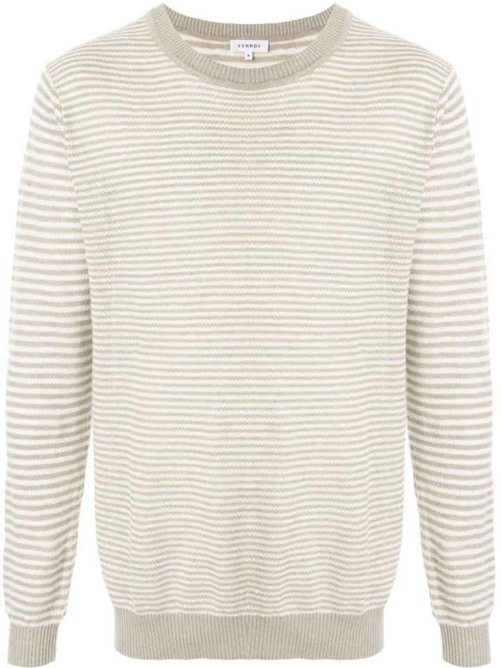 Venroy Striped Lightweight Jumper - White