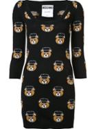 Moschino Teddy Bear Mini Dress, Women's, Size: 44, Black, Virgin Wool