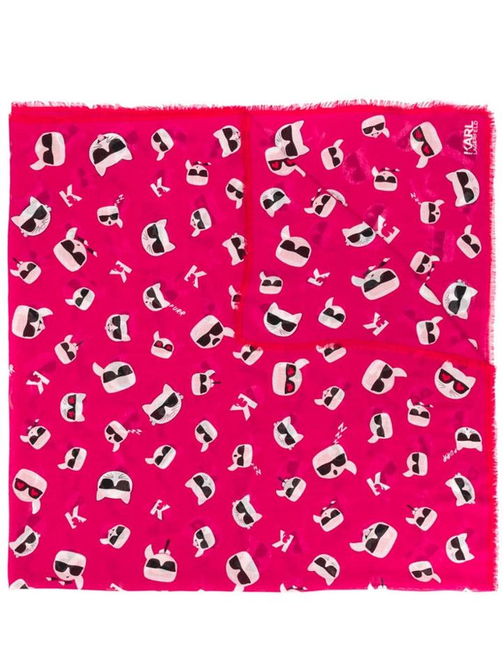Karl Lagerfeld K/ikonik Print Scarf - Red