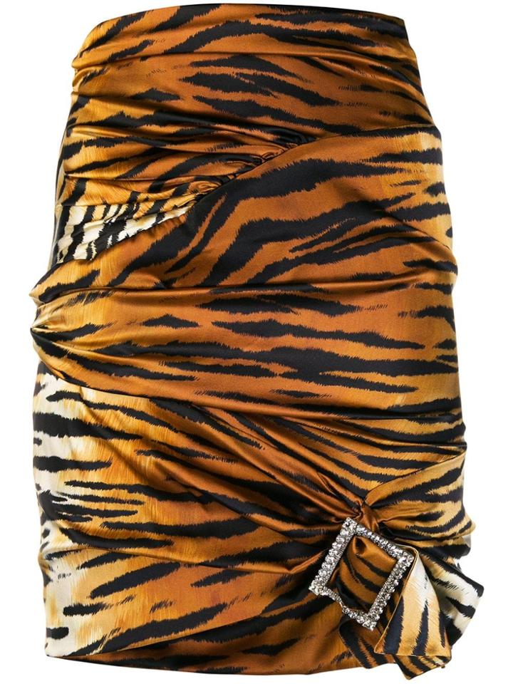 Alexandre Vauthier Tiger Print Mini Skirt - Brown