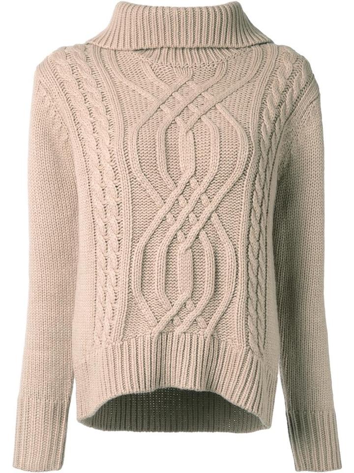 Guild Prime Cable Knit Turtleneck Jumper, Women's, Size: 36, Brown, Acrylic