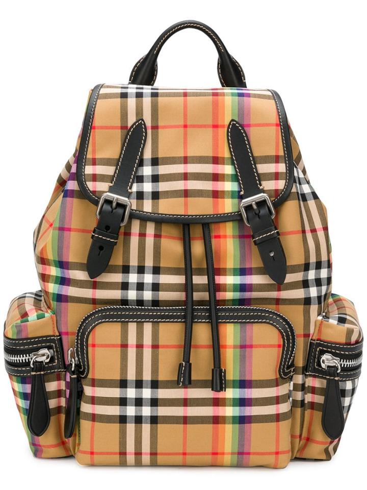 Burberry Check Rainbow Stripe Rucksack - Nude & Neutrals