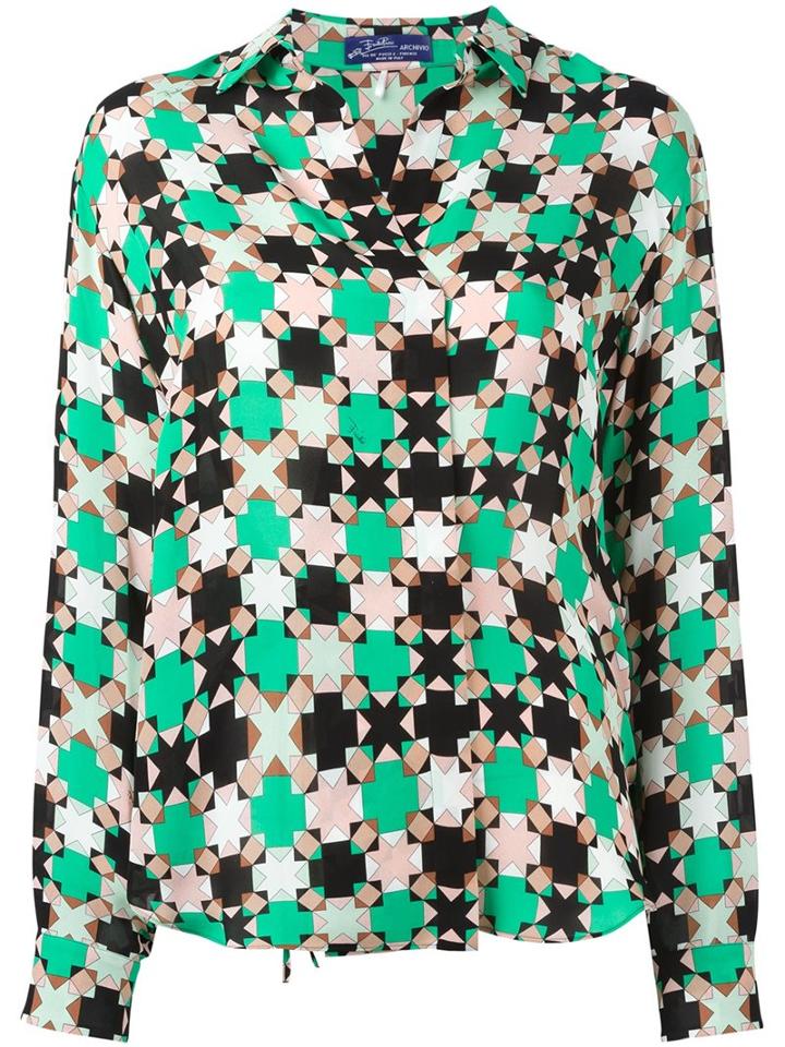 Emilio Pucci Geometric Print Blouse, Women's, Size: 42, Silk