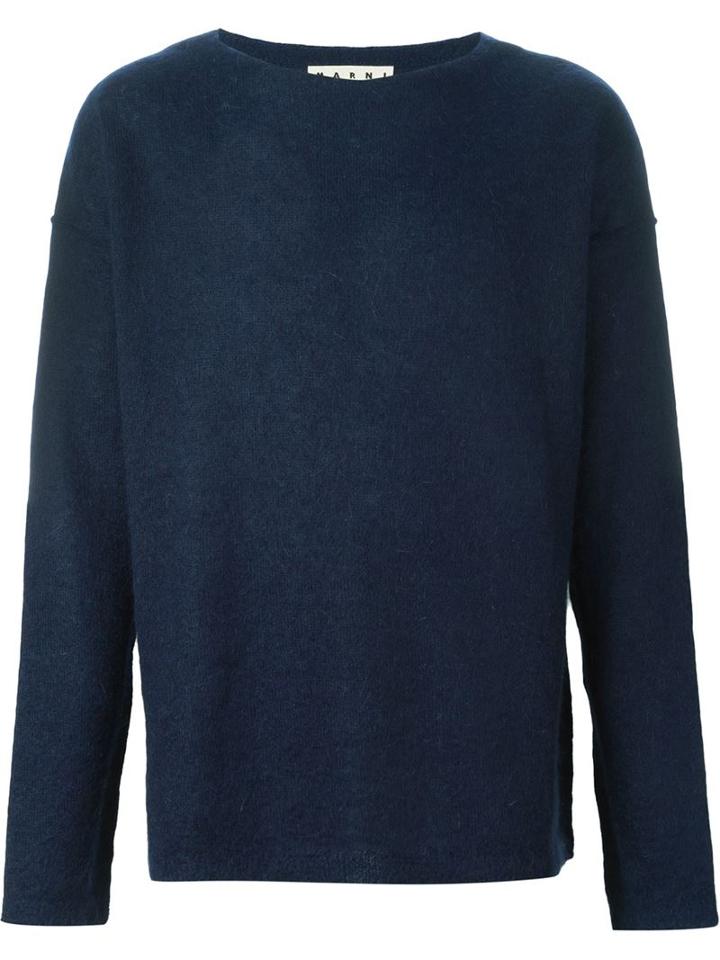 Marni Crew Neck Jumper, Men's, Size: 52, Blue, Polyamide/mohair/wool