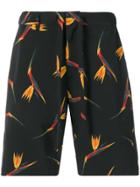 Attachment Floral Print Shorts - Black