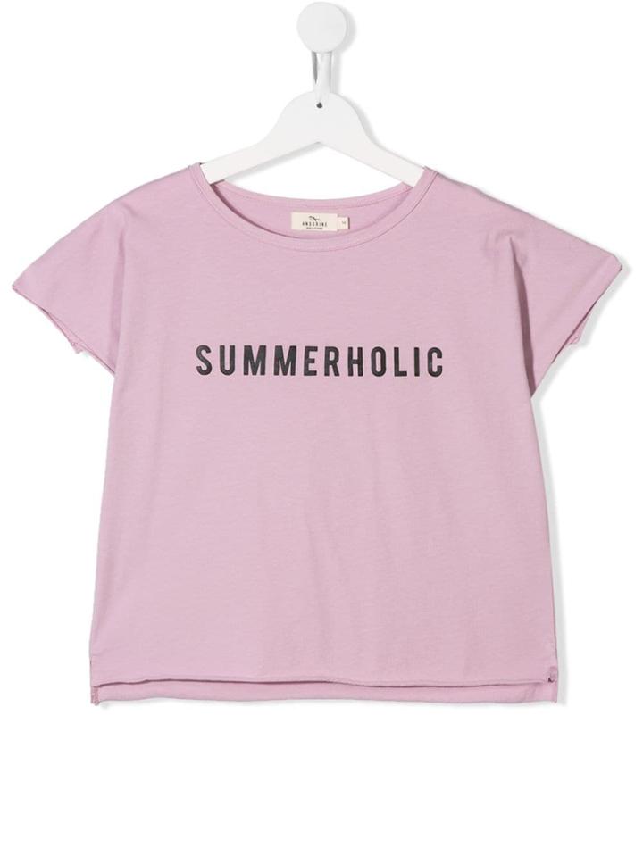 Andorine Summerholic Print T-shirt - Purple
