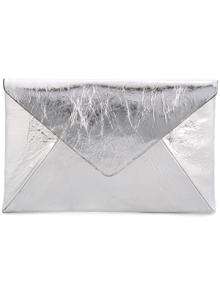 Mirror Effect Clutch, Women's, Grey, Calf Leather, Maison Margiela