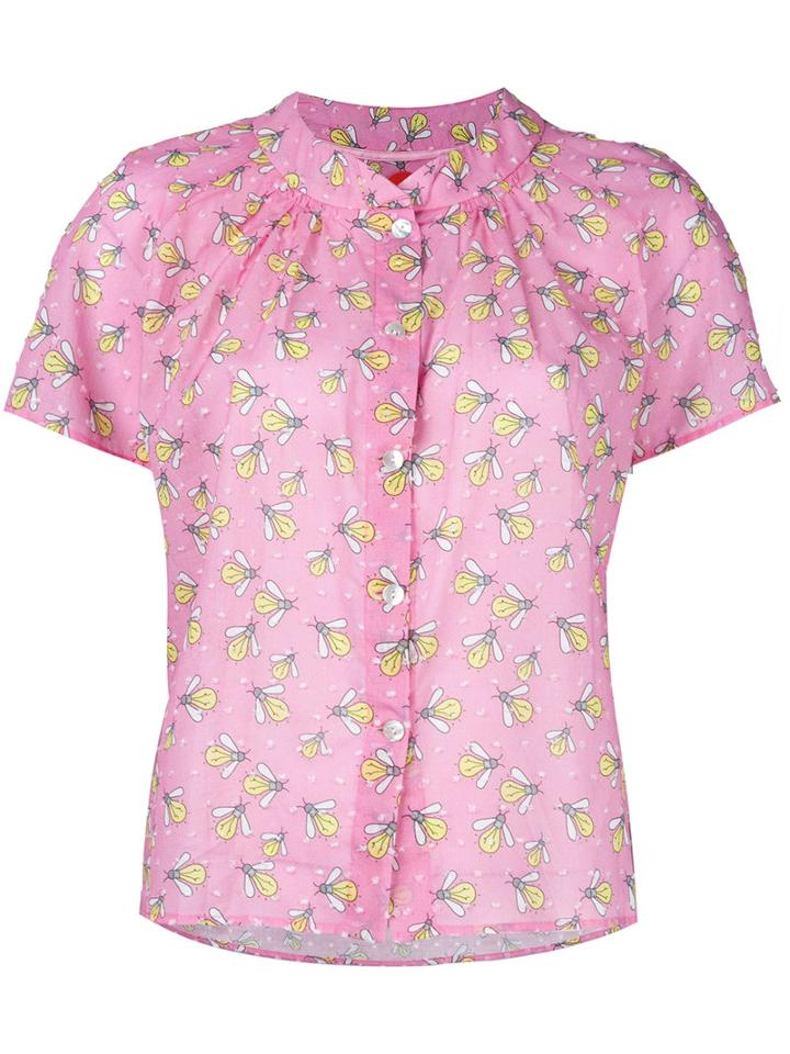 Ultràchic Patterned Ruffle Blouse, Women's, Size: 44, Pink/purple, Cotton
