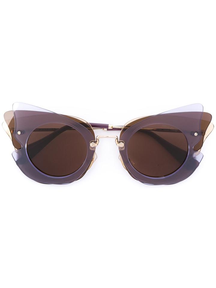 Miu Miu Eyewear - Cat Eye Shaped Sunglasses - Women - Acetate/metal - One Size, Grey, Acetate/metal