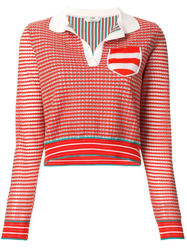 Fendi Knitted Polo Top - Orange