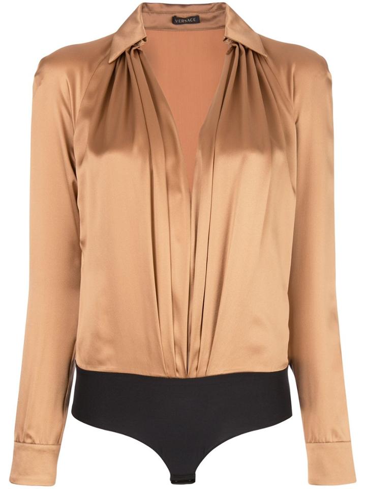 Versace Open Front Shirt - Brown