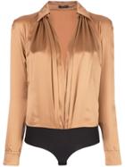Versace Open Front Shirt - Brown