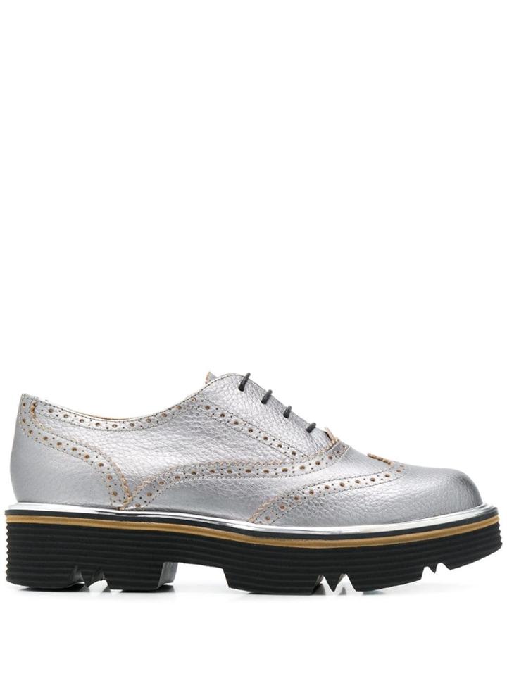 Pollini Studded Brogues - Silver