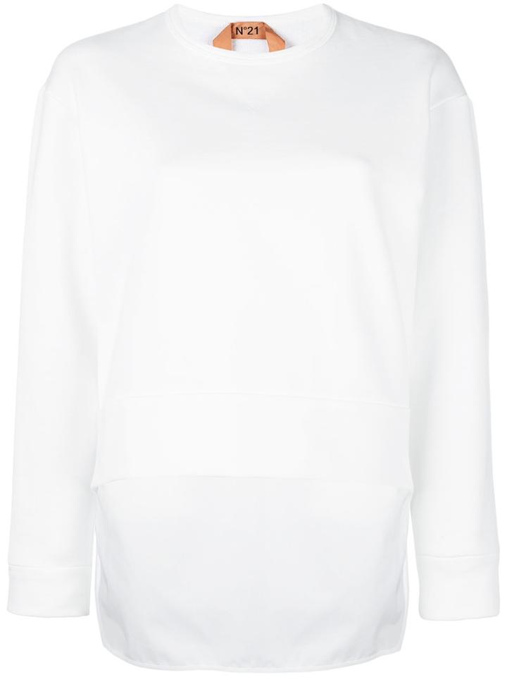 No21 Long Rear Sweatshirt, Women's, Size: 42, White, Cotton