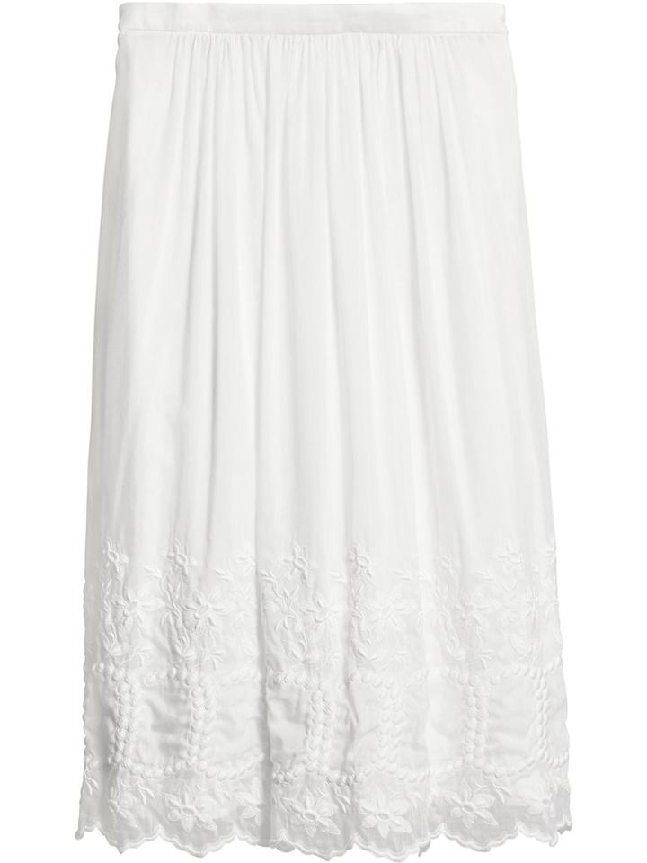 Burberry Embroidered Voile Skirt - White