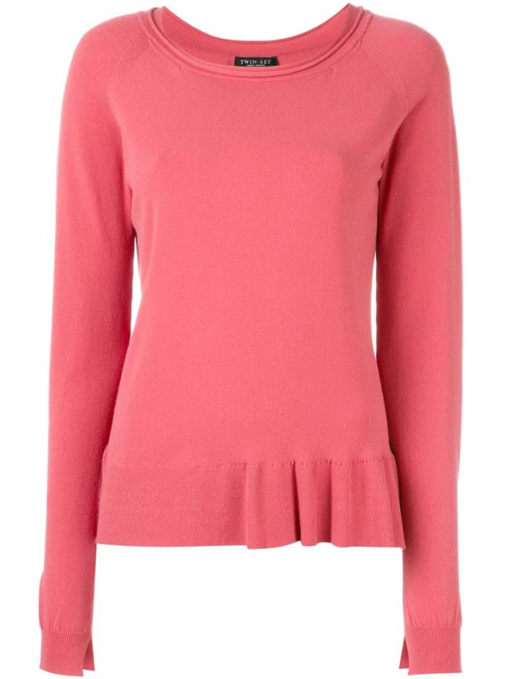 Twin-set Peplum Hem Top, Women's, Size: Small, Pink/purple, Viscose/polyester