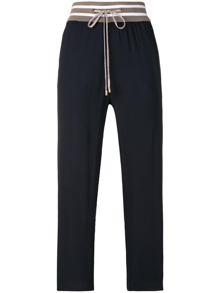 Peserico Cropped Drawstring Trousers - Blue